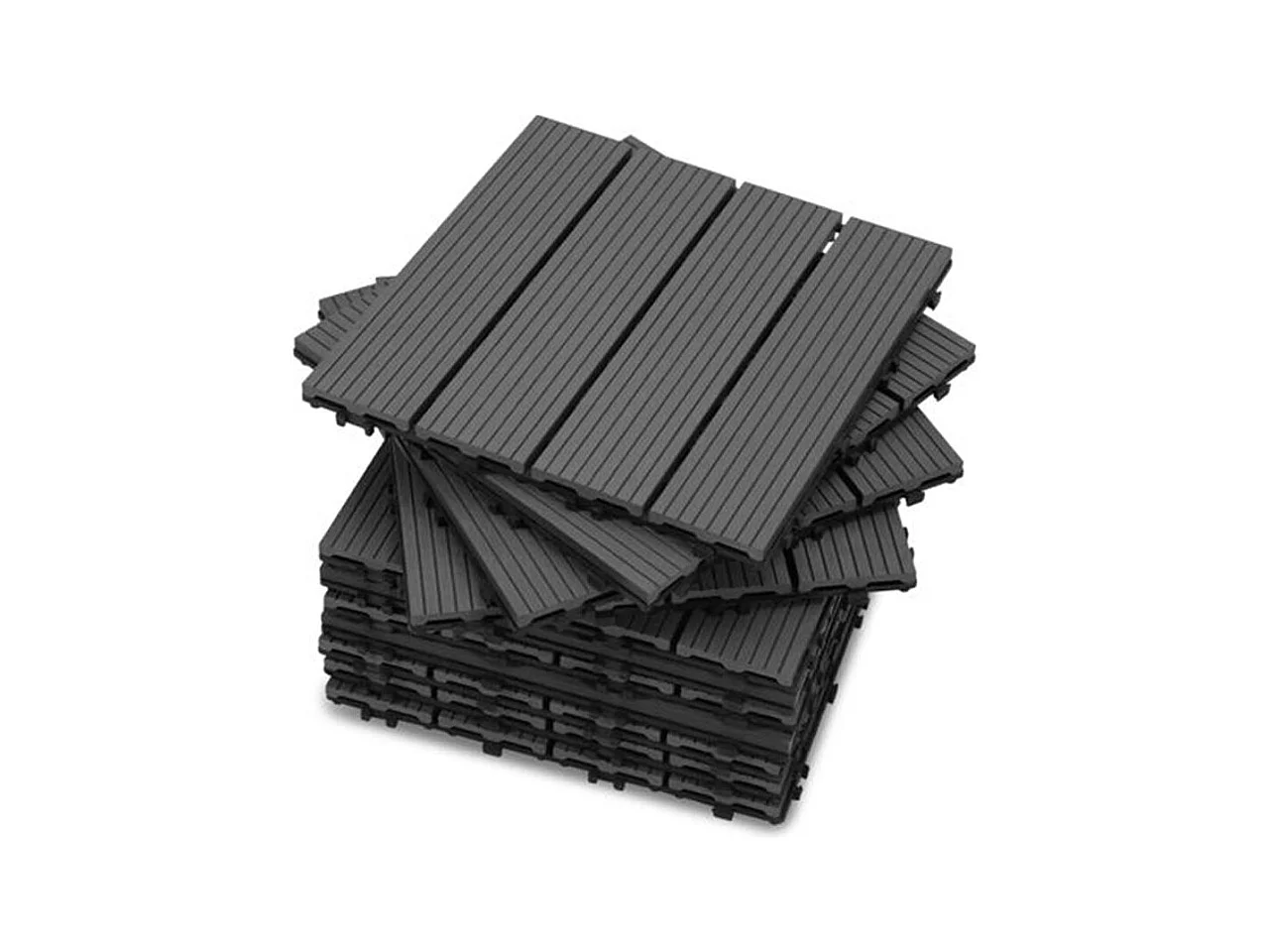 Baldosas de exterior – set de 11 piezas (1 m²), composite WPC antideslizante 30x30 cm – Yoevu