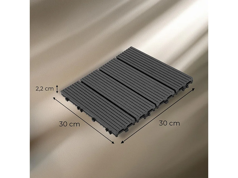 Baldosas de exterior – set de 11 piezas (1 m²), composite WPC antideslizante 30x30 cm – Yoevu