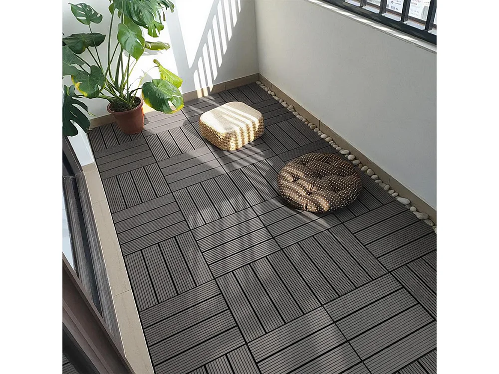 Baldosas de exterior – set de 11 piezas (1 m²), composite WPC antideslizante 30x30 cm – Yoevu