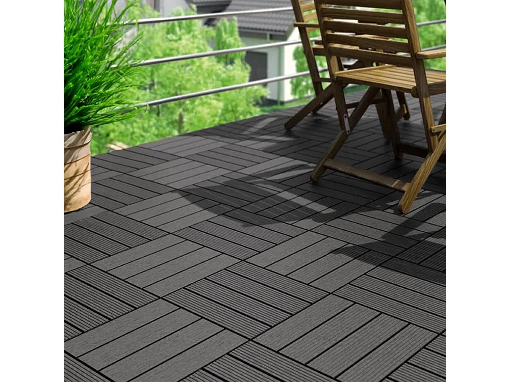 Baldosas de exterior – set de 11 piezas (1 m²), composite WPC antideslizante 30x30 cm – Yoevu