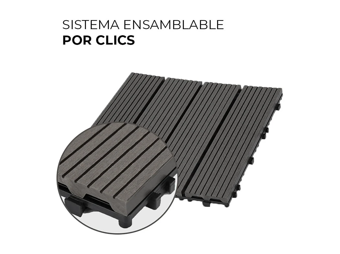 Baldosas de exterior – set de 11 piezas (1 m²), composite WPC antideslizante 30x30 cm – Yoevu