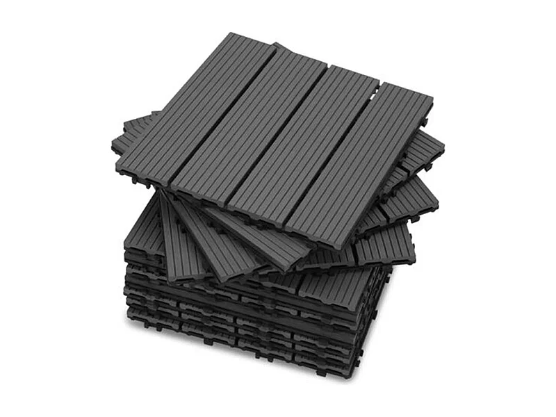 Baldosas de exterior – set de 11 piezas (1 m²), composite WPC antideslizante 30x30 cm – Yoevu