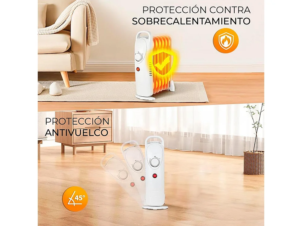 Radiador de aceite – 1000W, 9 elementos, blanco, compacto y portátil – Yoevu