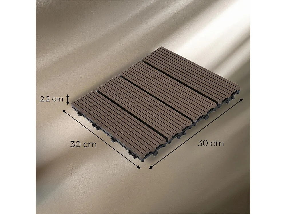 Baldosas de exterior – set de 11 piezas (1 m²), composite WPC antideslizante 30x30 cm