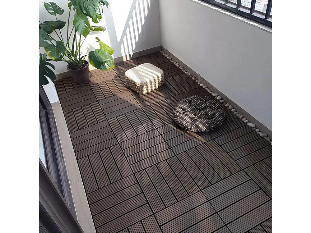 Baldosas de exterior – set de 11 piezas (1 m²), composite WPC antideslizante 30x30 cm