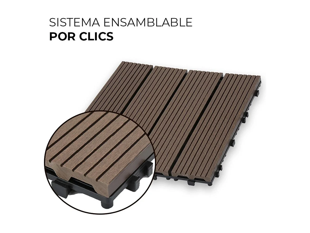 Baldosas de exterior – set de 11 piezas (1 m²), composite WPC antideslizante 30x30 cm