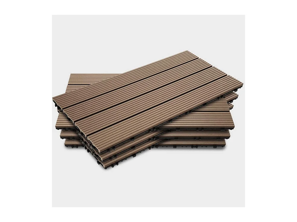 Baldosas de exterior – madera composite WPC, antideslizantes, set de 6 (1.08 m²) – Yoevu