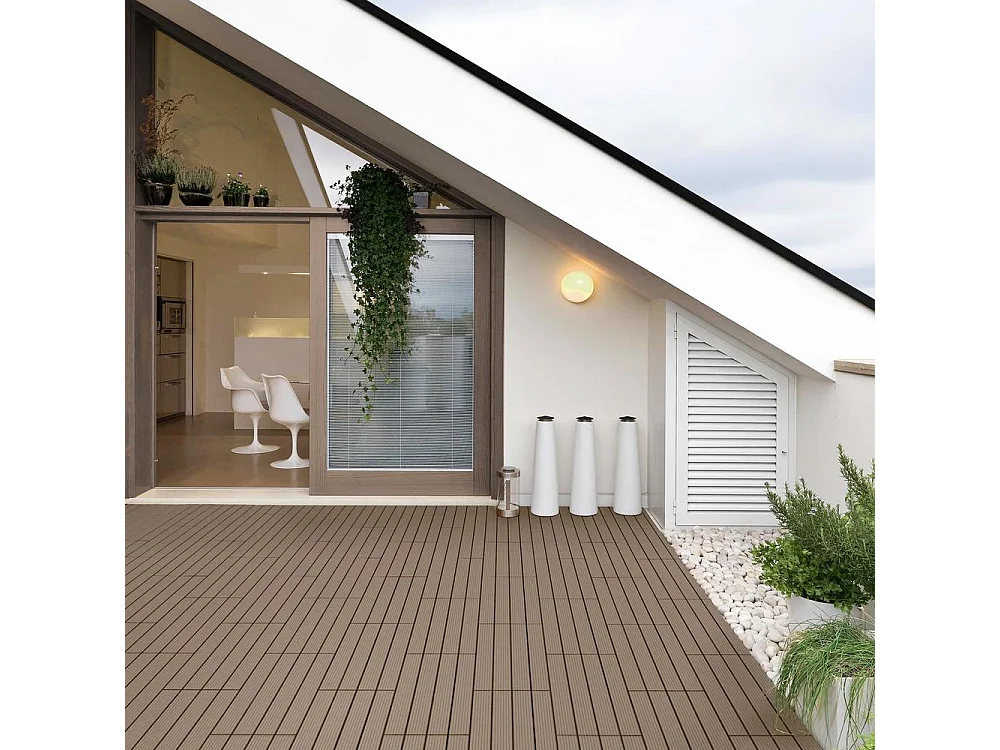 Baldosas de exterior – madera composite WPC, antideslizantes, set de 6 (1.08 m²) – Yoevu