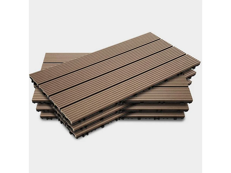Baldosas de exterior – madera composite WPC, antideslizantes, set de 6 (1.08 m²) – Yoevu