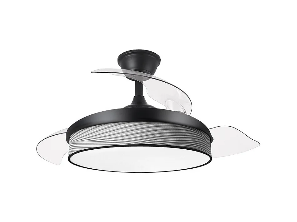 Ventilador DC Moda negro/surco gris LED 91 cm con mando y memoria