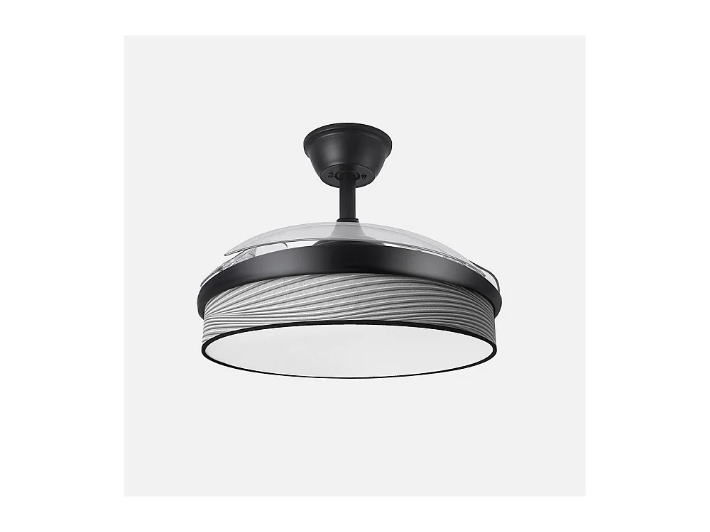 Ventilador DC Moda negro/surco gris LED 91 cm con mando y memoria
