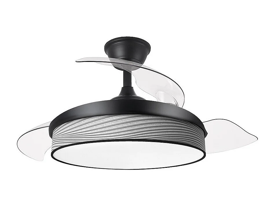 Ventilador DC Moda negro/surco gris LED 91 cm con mando y memoria