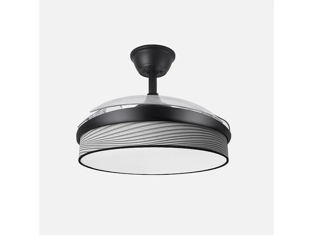 Ventilador DC Moda negro/surco gris LED 91 cm con mando y memoria