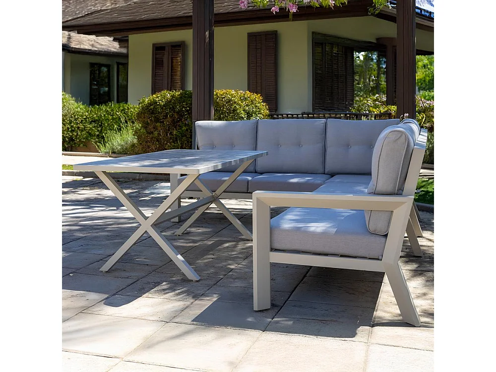 Conjunto de jardín – 7 plazas, aluminio resistente al óxido, sofá esquinero modular – Yoevu