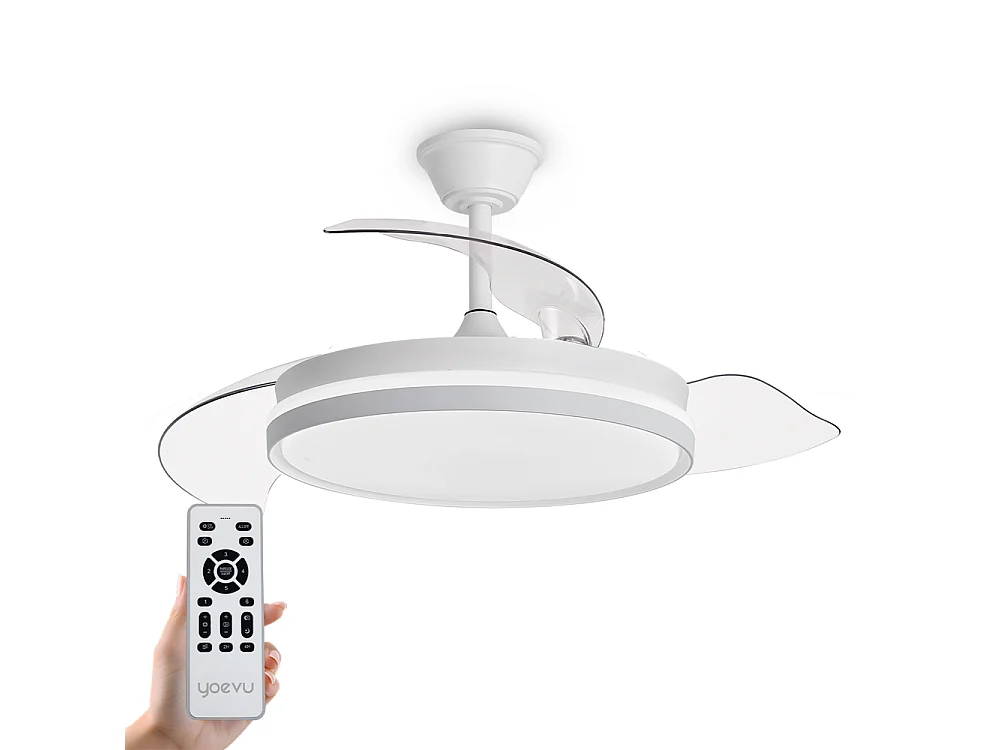 Ventilador de techo – motor DC, LED regulable, aspas retráctiles, 6 velocidades – Espartan One