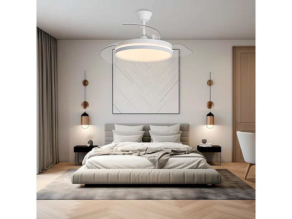 Ventilador de techo – motor DC, LED regulable, aspas retráctiles, 6 velocidades – Espartan One