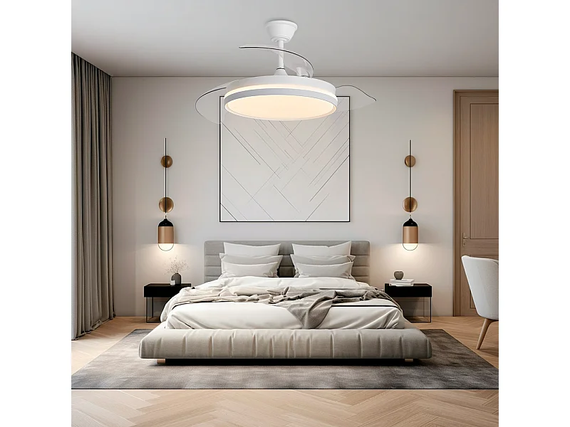 Ventilador de techo – motor DC, LED regulable, aspas retráctiles, 6 velocidades – Espartan One