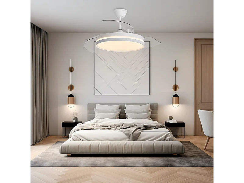 Ventilador de techo – motor DC, LED regulable, aspas retráctiles, 6 velocidades – Espartan One