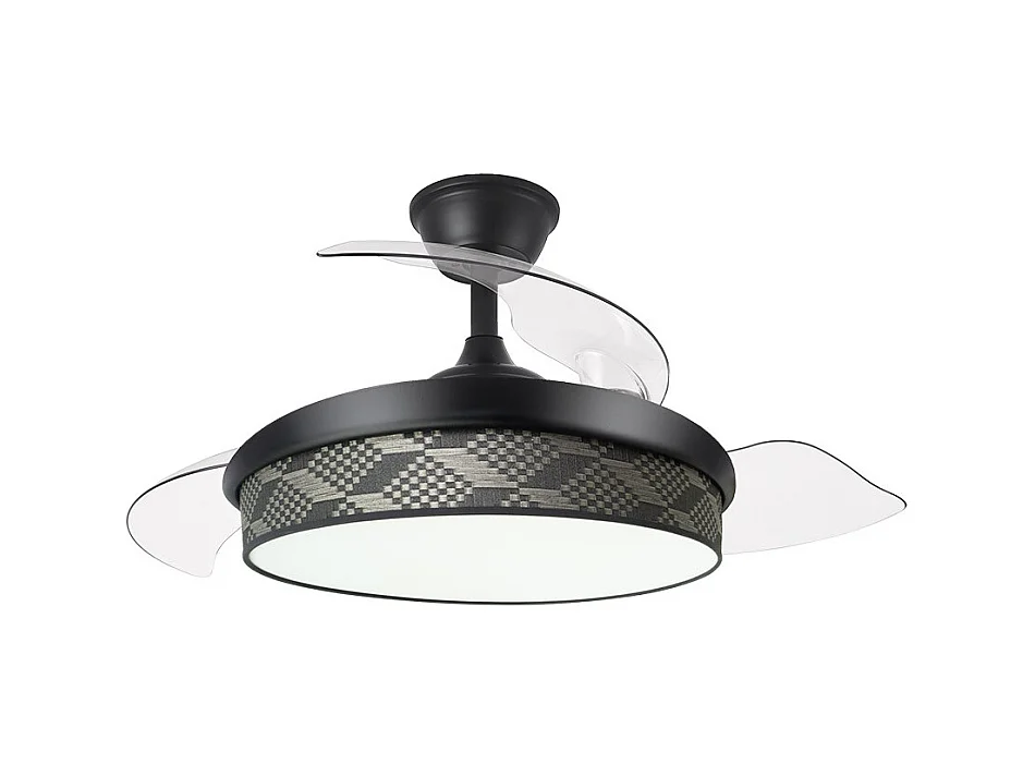 Ventilador DC Moda negro/tetris gris LED 91 cm con mando