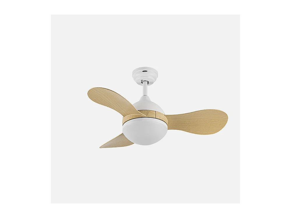 Ventilador DC Solido blanco/haya LED 24W con 3 aspas y mando