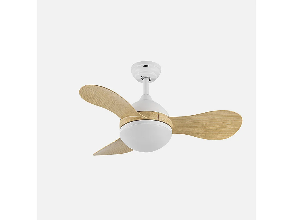 Ventilador DC Solido blanco/haya LED 24W con 3 aspas y mando