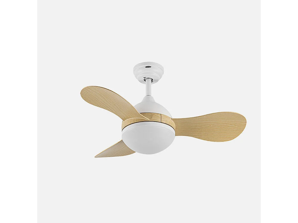 Ventilador DC Solido blanco/haya LED 24W con 3 aspas y mando