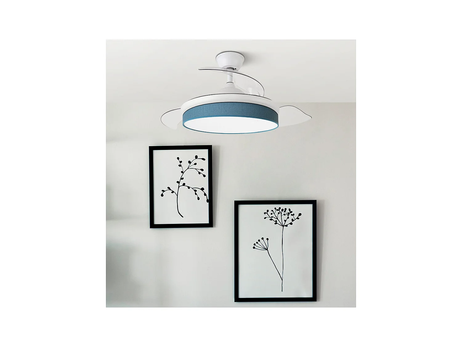 Ventilador DC Moda blanco/azul LED 91 cm con mando y memoria