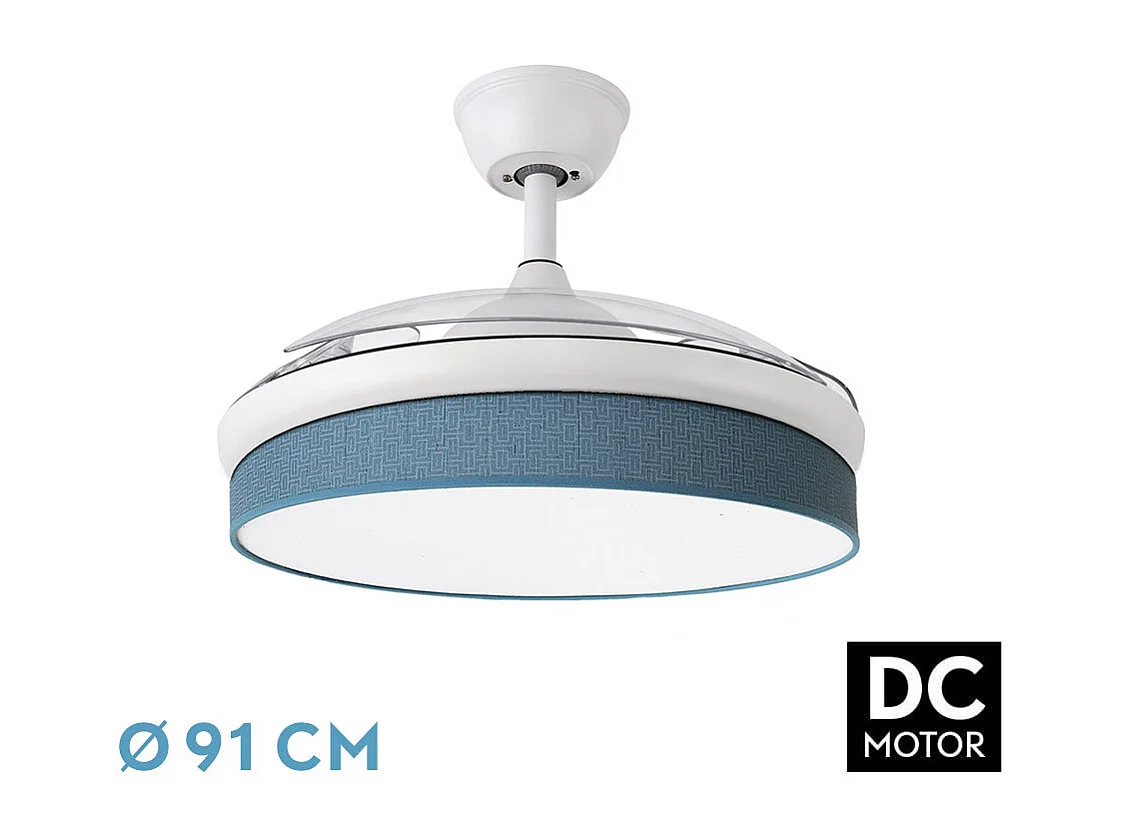 Ventilador DC Moda blanco/azul LED 91 cm con mando y memoria