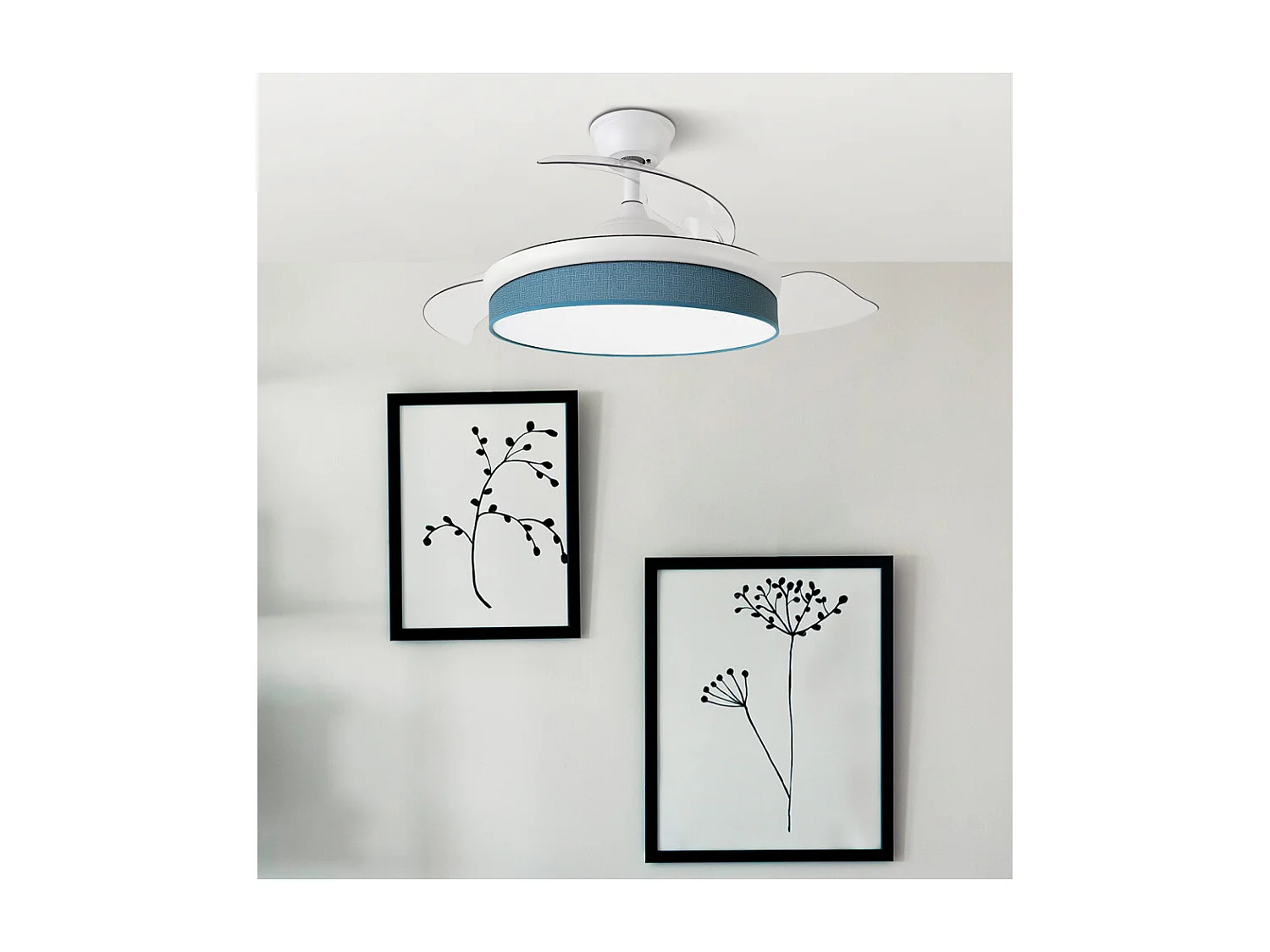 Ventilador DC Moda blanco/azul LED 91 cm con mando y memoria