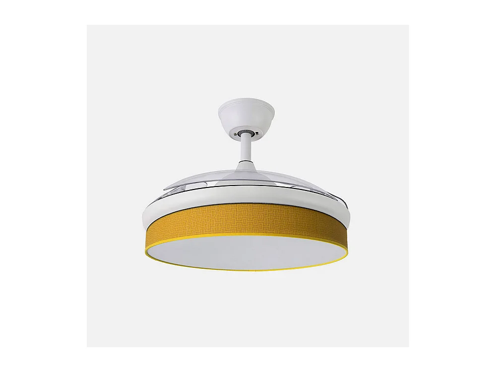 Ventilador DC Moda blanco/amarillo LED 91 cm con mando
