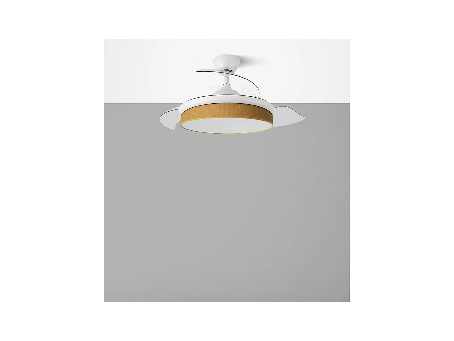 Ventilador DC Moda blanco/amarillo LED 91 cm con mando