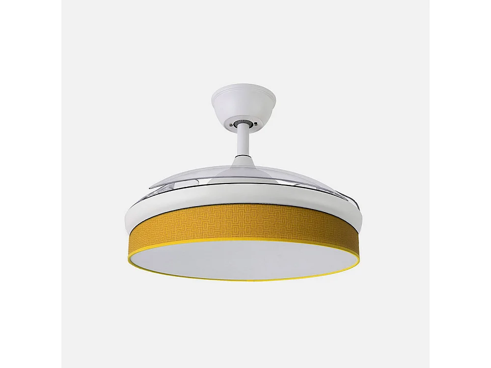 Ventilador DC Moda blanco/amarillo LED 91 cm con mando