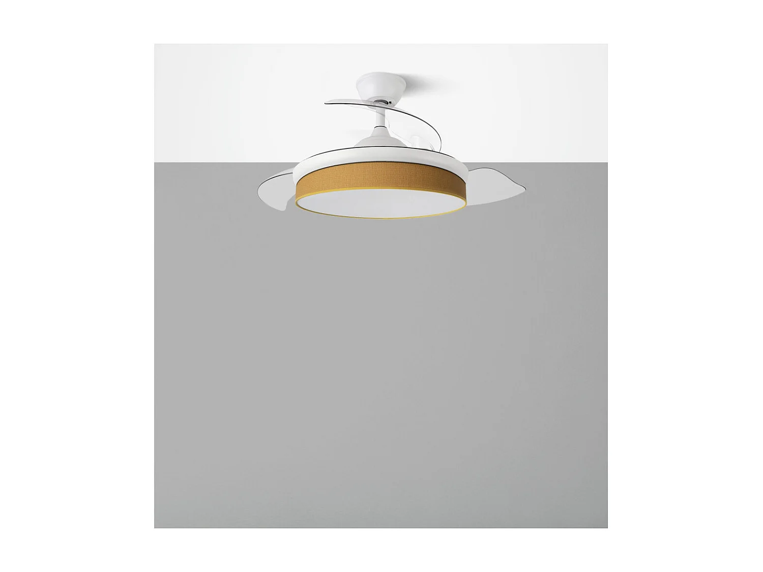 Ventilador DC Moda blanco/amarillo LED 91 cm con mando