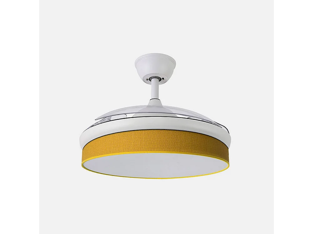 Ventilador DC Moda blanco/amarillo LED 91 cm con mando