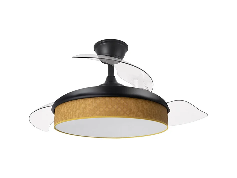 Ventilador DC Moda negro/amarillo LED 91 cm con mando