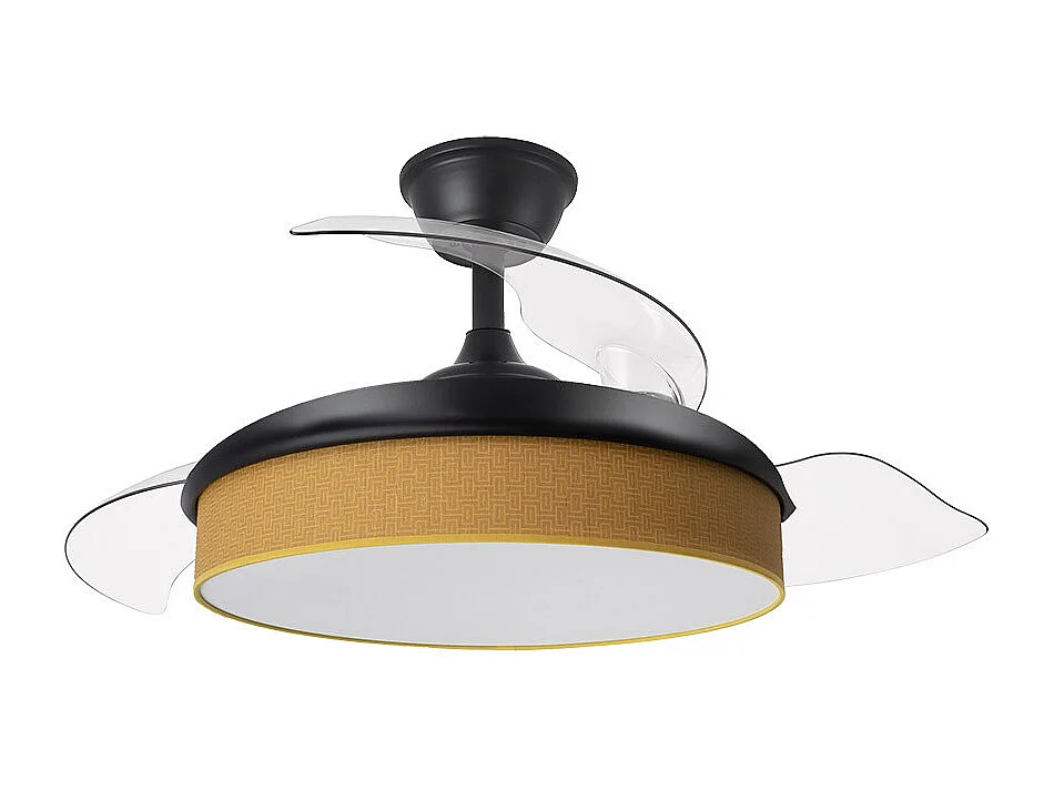 Ventilador DC Moda negro/amarillo LED 91 cm con mando