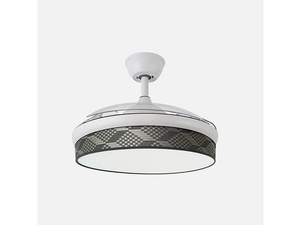 Ventilador DC Moda blanco/tetris gris LED 91 cm con mando