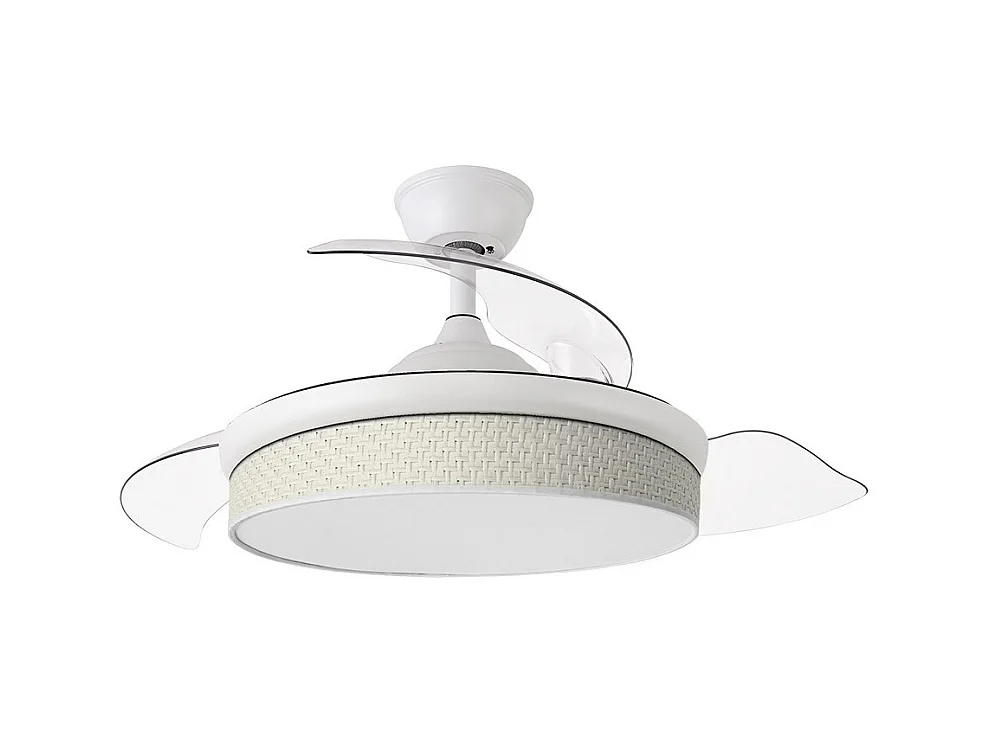 Ventilador DC Moda blanco/cañizo blanco LED 91 cm con mando y memoria