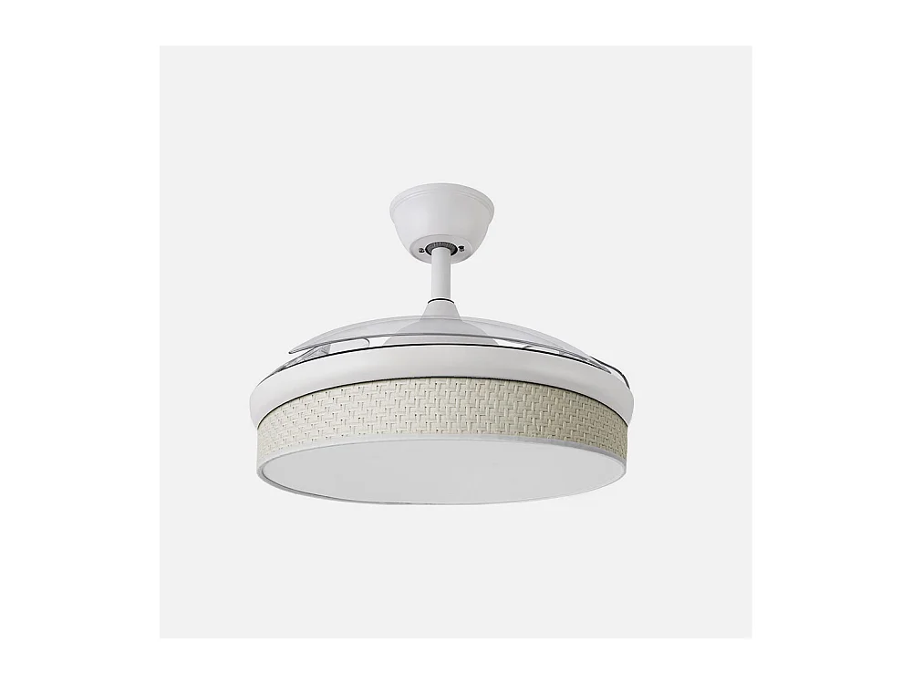 Ventilador DC Moda blanco/cañizo blanco LED 91 cm con mando y memoria