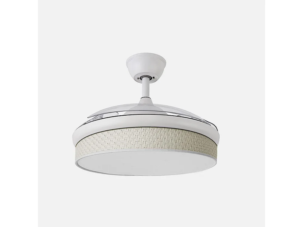 Ventilador DC Moda blanco/cañizo blanco LED 91 cm con mando y memoria