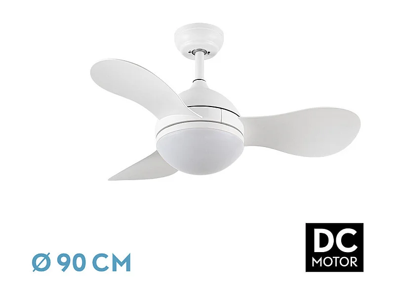Ventilador DC Solido blanco LED 24W con 3 aspas y mando