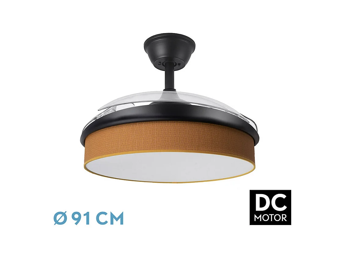 Ventilador DC Moda negro/naranja LED 91 cm con mando