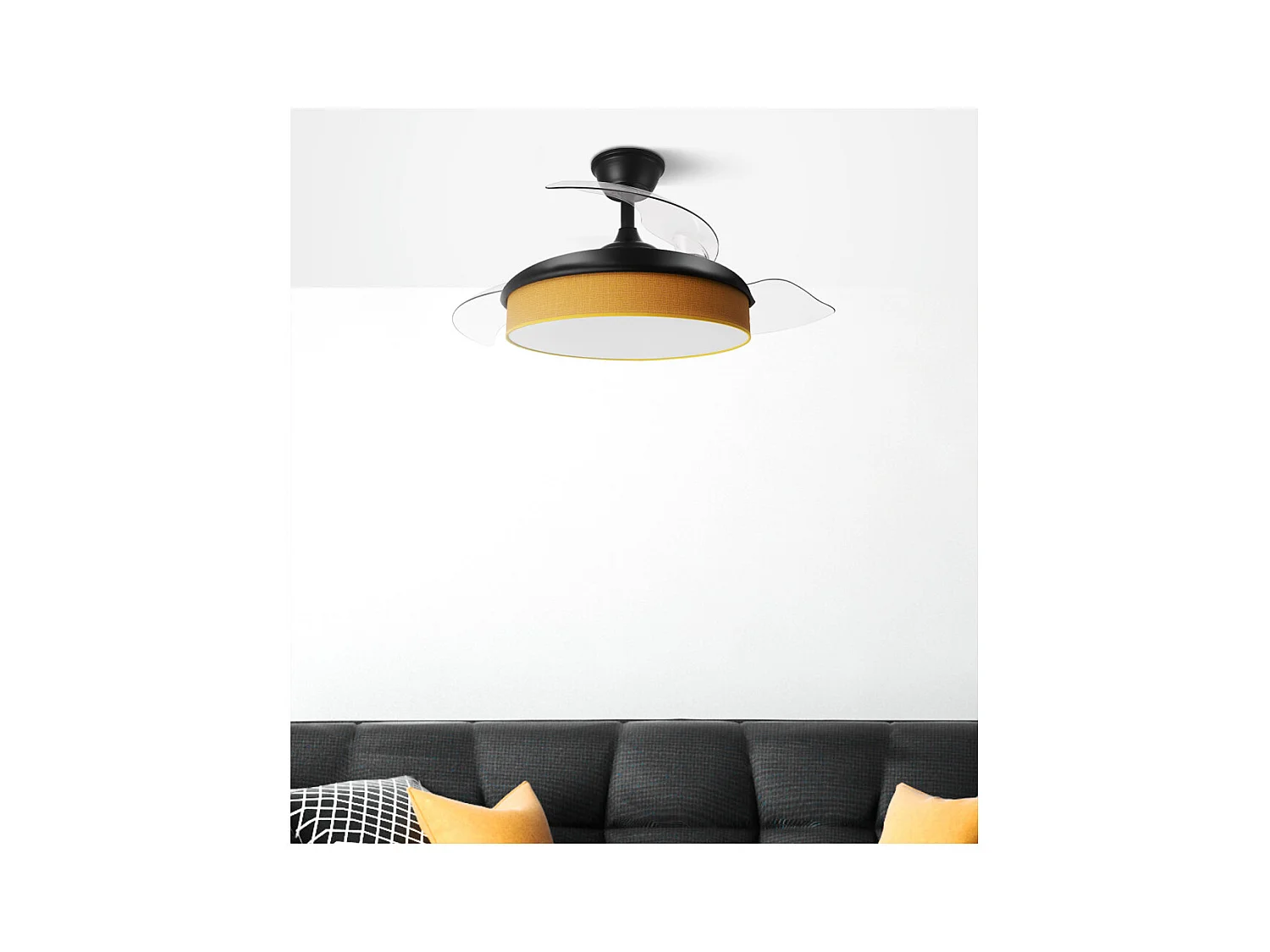 Ventilador DC Moda negro/naranja LED 91 cm con mando