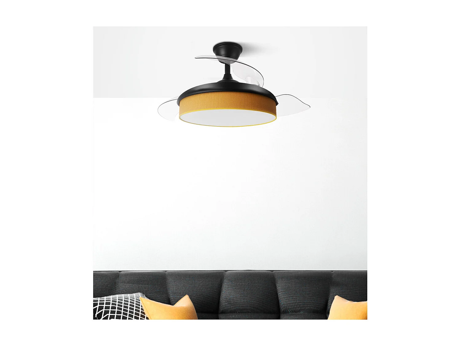 Ventilador DC Moda negro/naranja LED 91 cm con mando