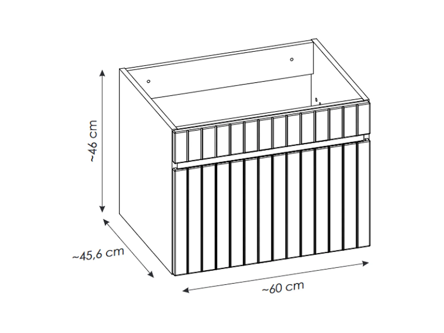 Meuble de salle de bain suspendu strié rose avec vasque à encastrer et colonne - 60 cm - SATARA