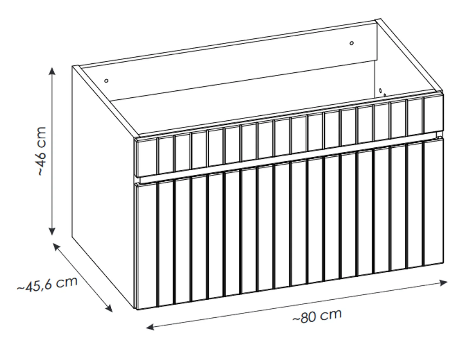 Meuble de salle de bain suspendu strié rose avec vasque à encastrer et colonne - 80 cm - SATARA