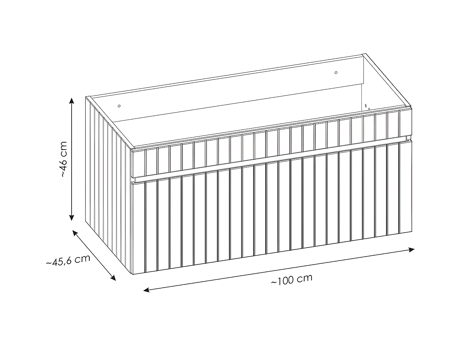 Meuble de salle de bain suspendu strié rose avec vasque à encastrer et colonne - 100 cm - SATARA