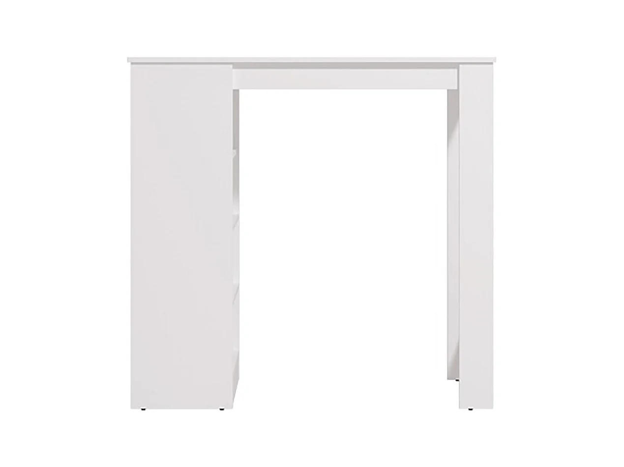 Table haute, table de bar avec rangements couleur blanc - Longueur 120 x profondeur 50 x hauteur 105 cm