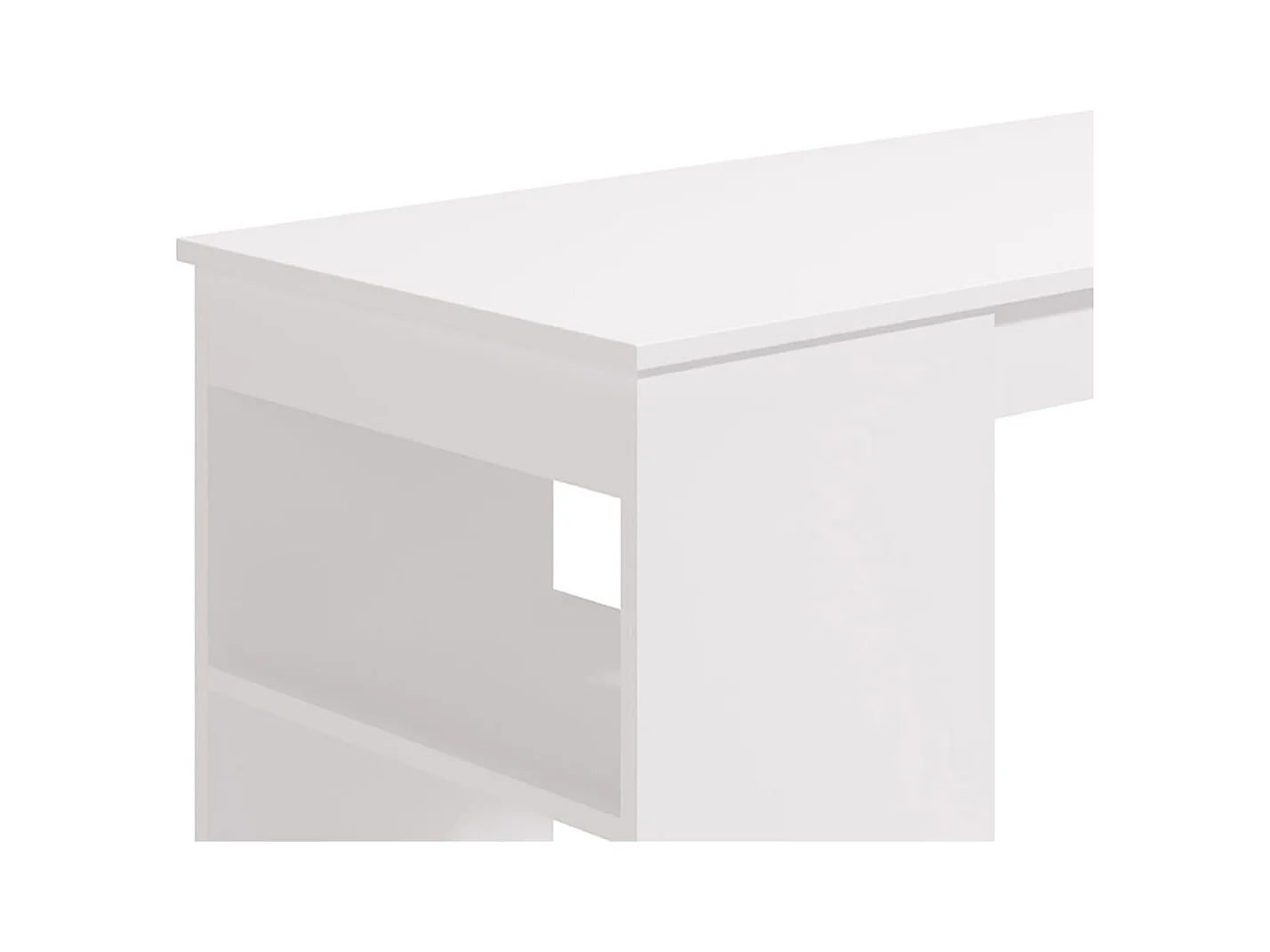 Table haute, table de bar avec rangements couleur blanc - Longueur 120 x profondeur 50 x hauteur 105 cm