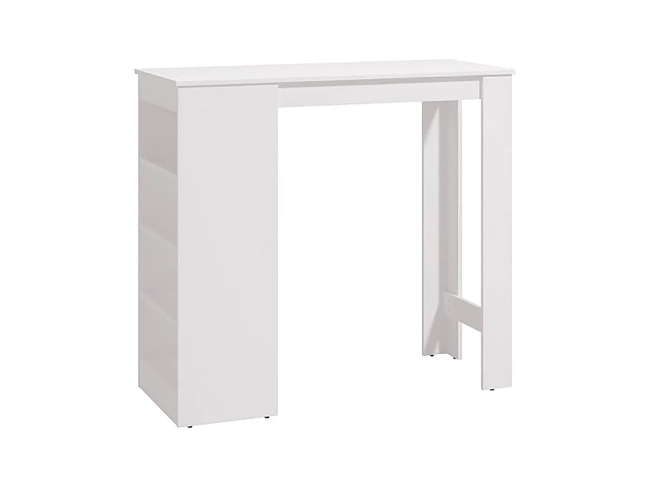 Table haute, table de bar avec rangements couleur blanc - Longueur 120 x profondeur 50 x hauteur 105 cm